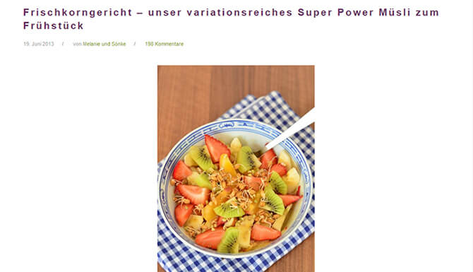 Blog zu moderner Vollwert-Ernährung mit Frischkornbrei