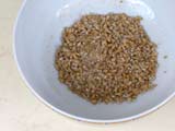 Soaked wholemeal cereal ready for the preparation of the fresh grain porridge